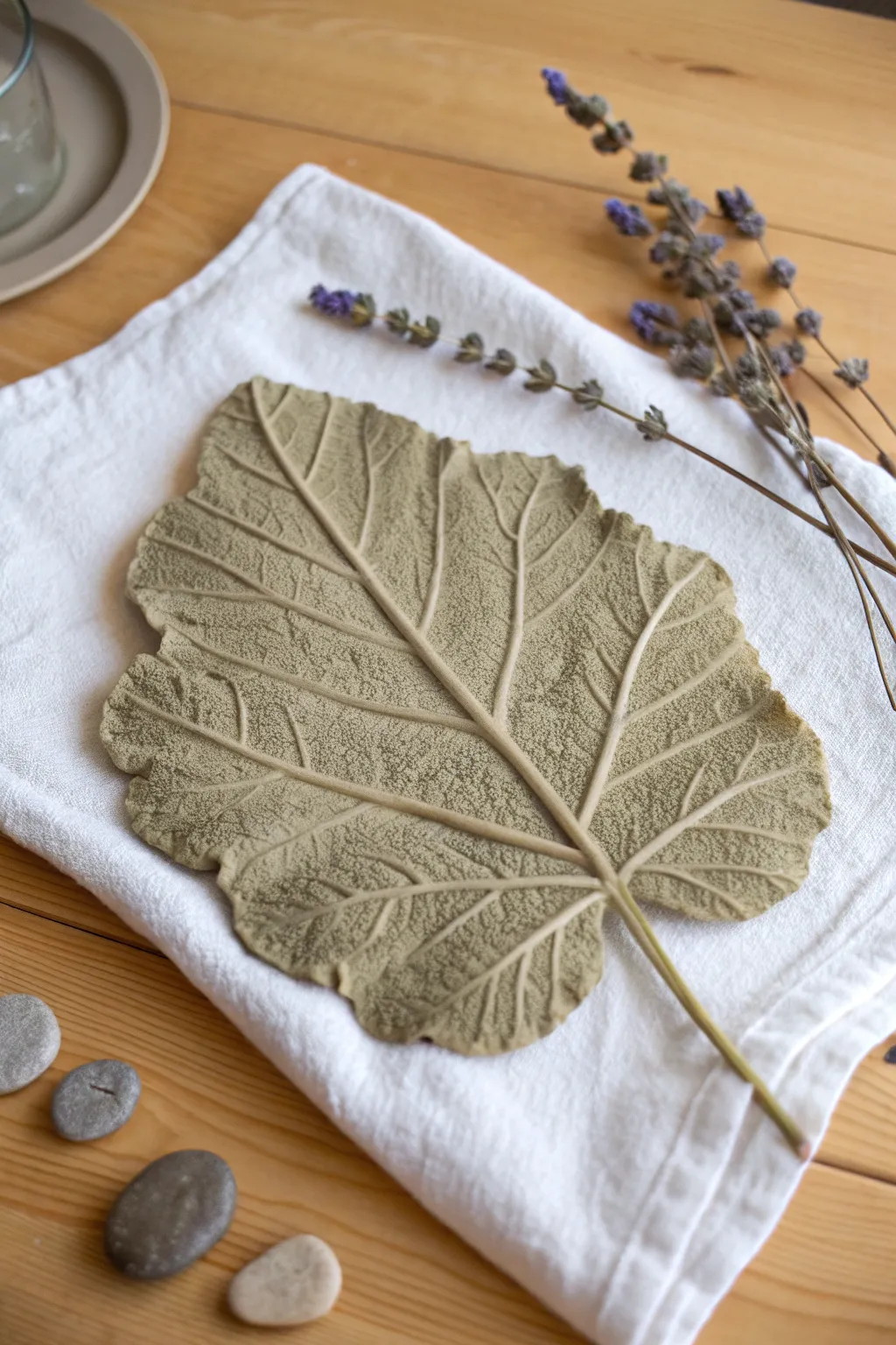Nature's Imprint: A stunning rhubarb leaf casting that brings the elegance of the outdoors into your home.