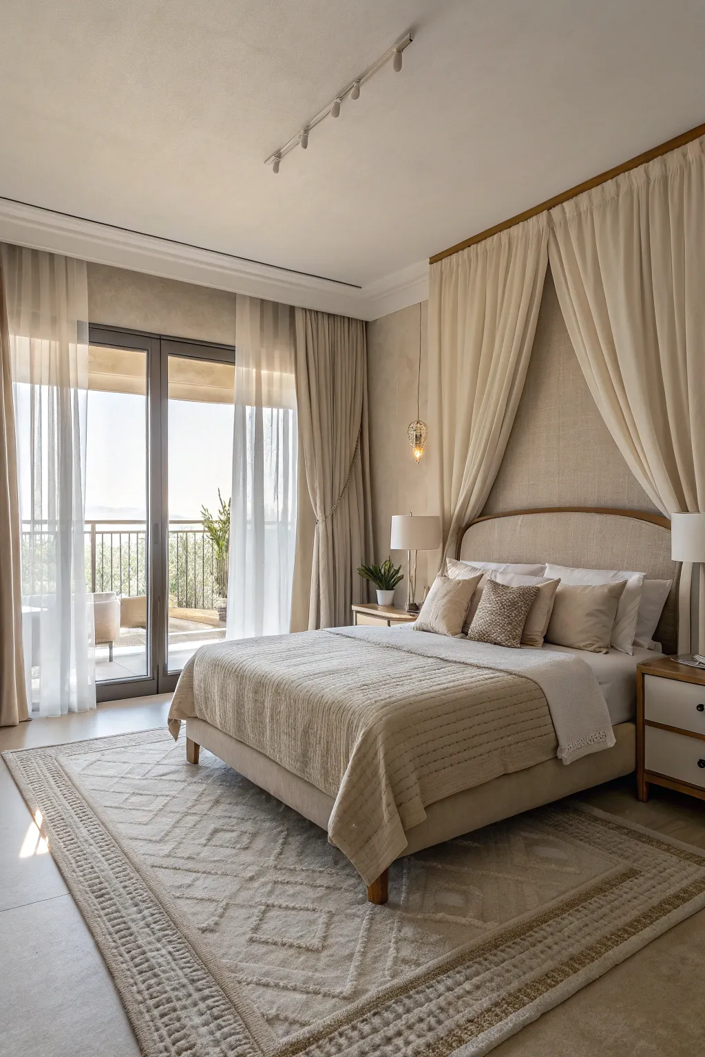 Neutral tones create a serene and expansive atmosphere.