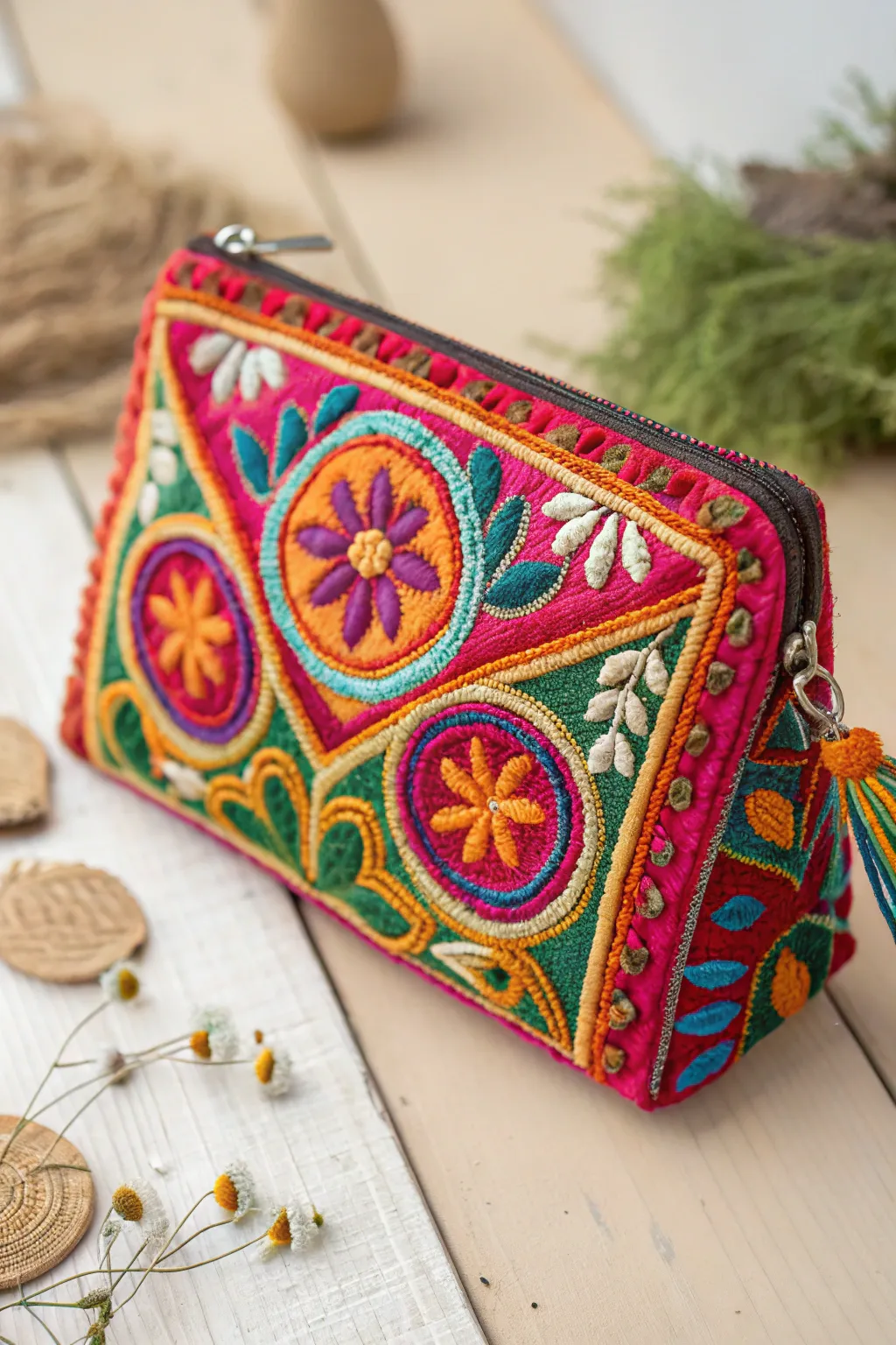 Make a statement with vibrant embroidery that pops against minimalist elegance.