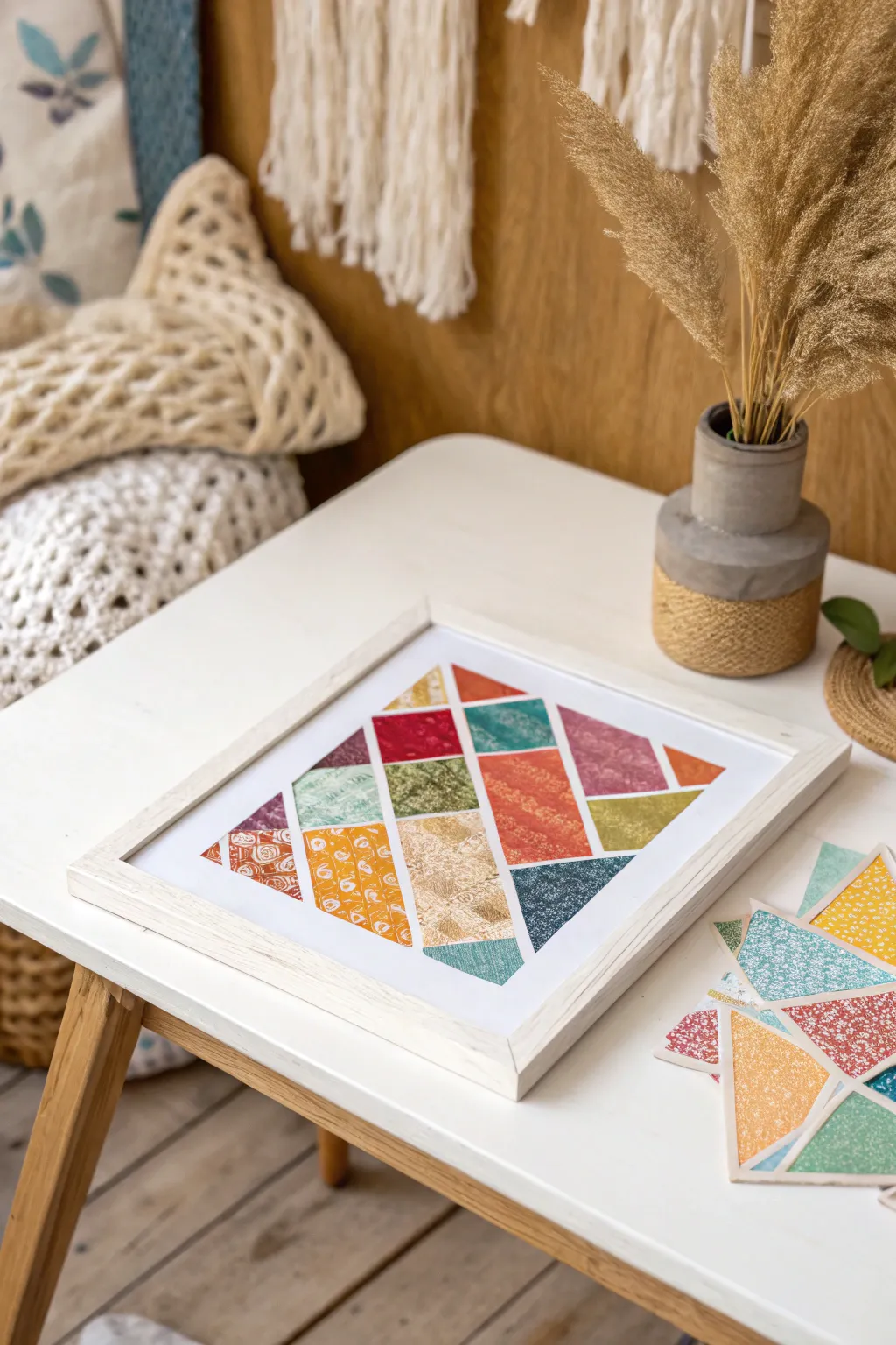 Unleash creativity with this vibrant paper collage—where Scandinavian simplicity meets Boho charm.