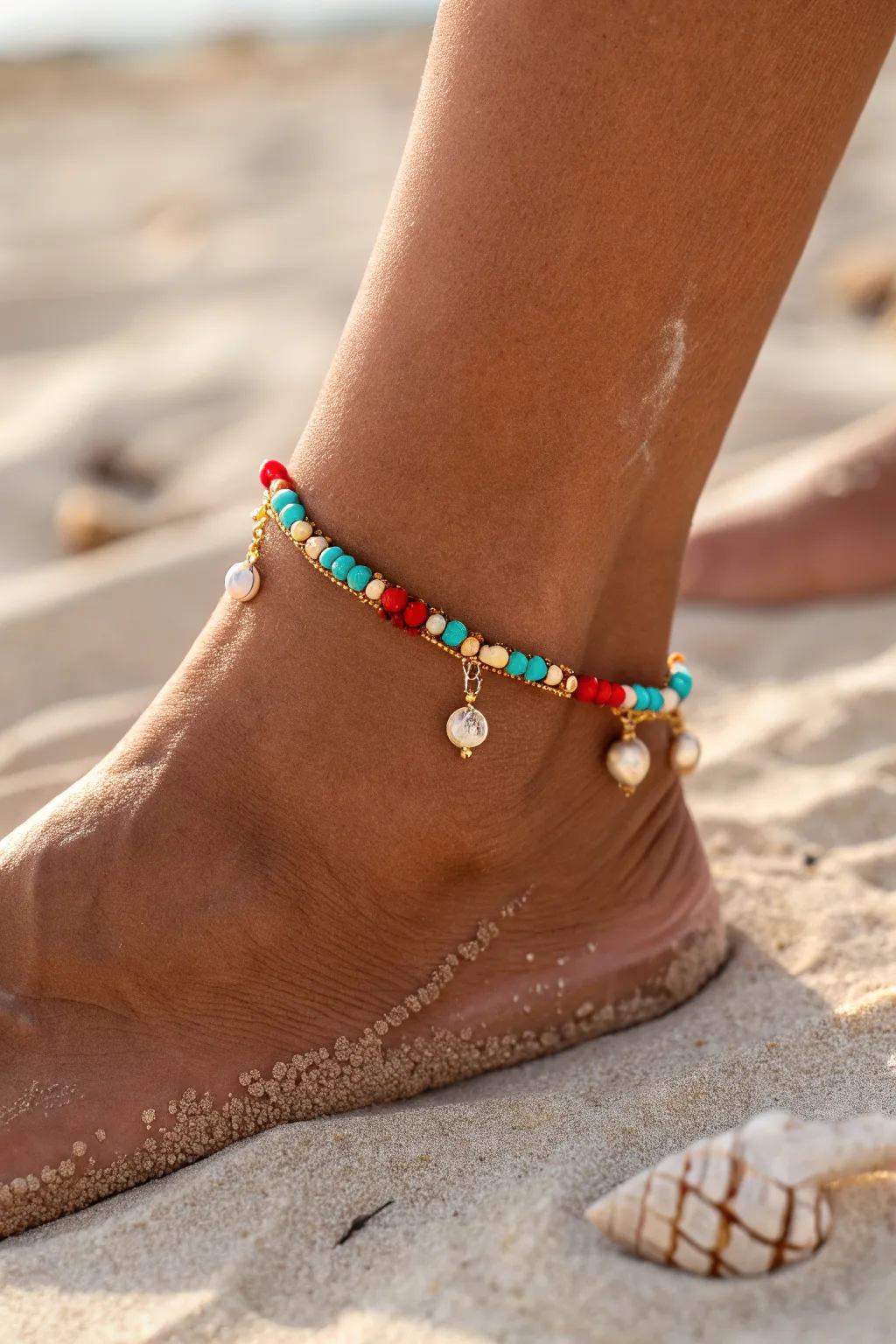 Step into summer with the perfect boho beaded anklet, a touch of the beach in every step.