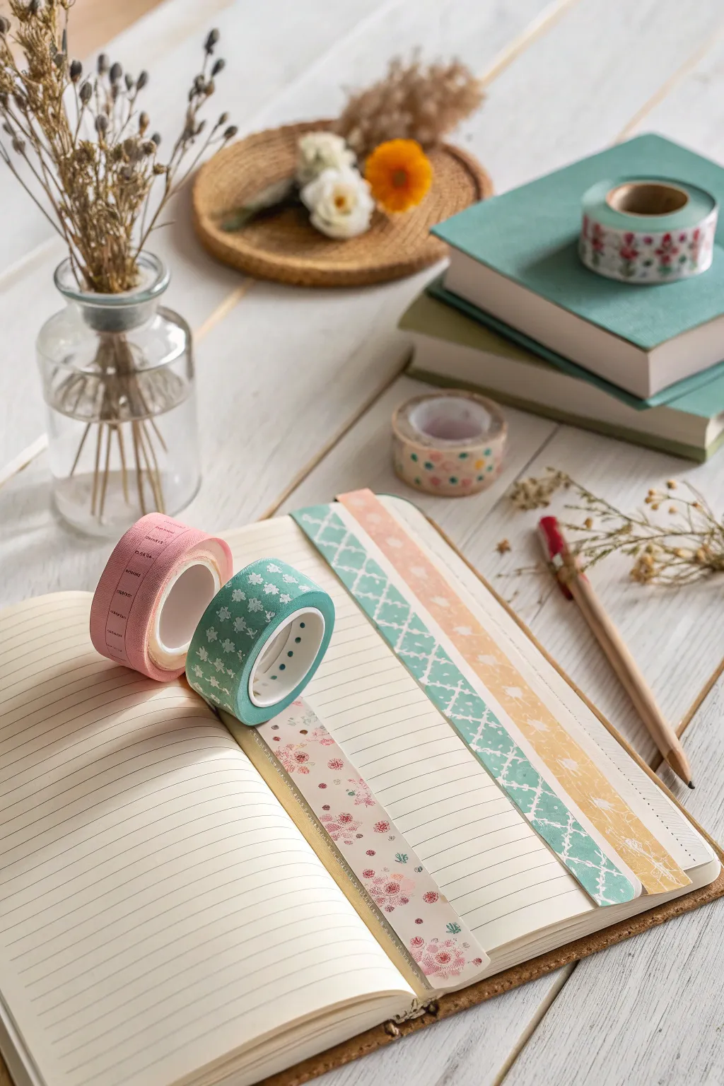 Elevate your journal with the charm of vibrant washi tape borders. 🌿✨ #JournalIdeas #ScandiBoho