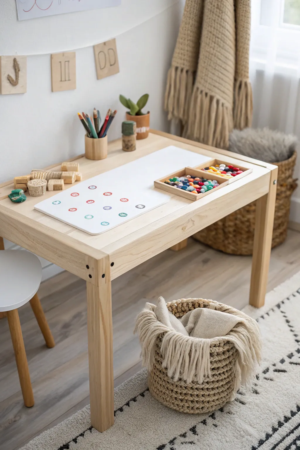 Inspire play and learning with a magnetic tabletop that captures imagination and creativity. #ScandinavianDesign #KidsCrafts