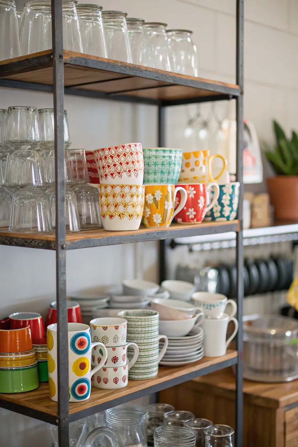Glassware adds elegance and light to the display.