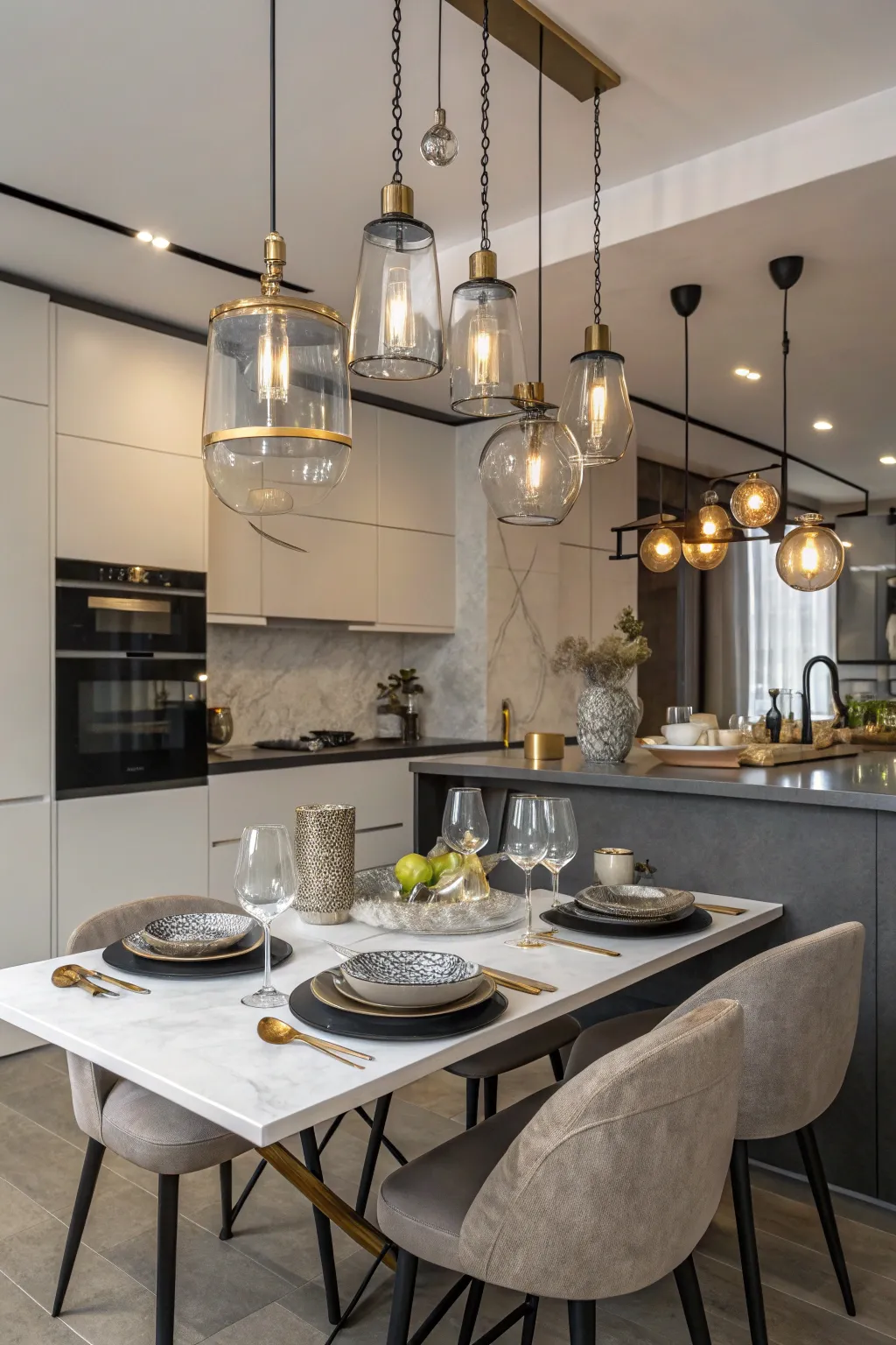 Mixed materials create unique and artistic lighting.