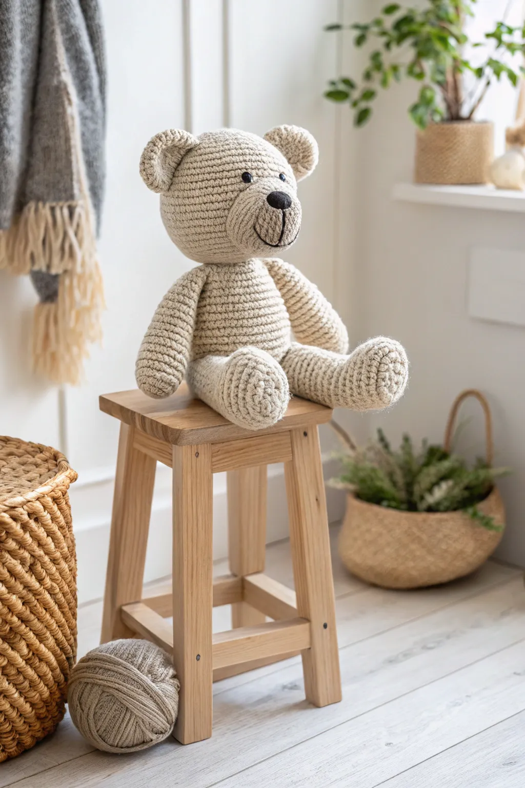 Craft your own joy with this delightful knitted teddy bear—a perfect blend of simplicity and charm.