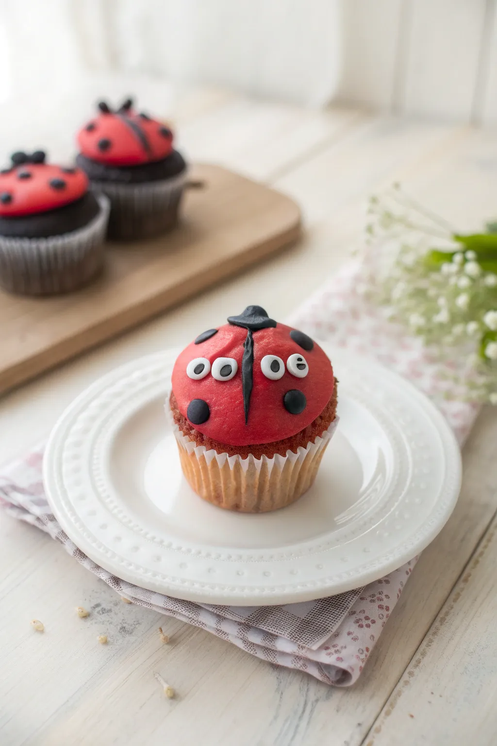 Bring a smile to your party with this charming ladybug cupcake!