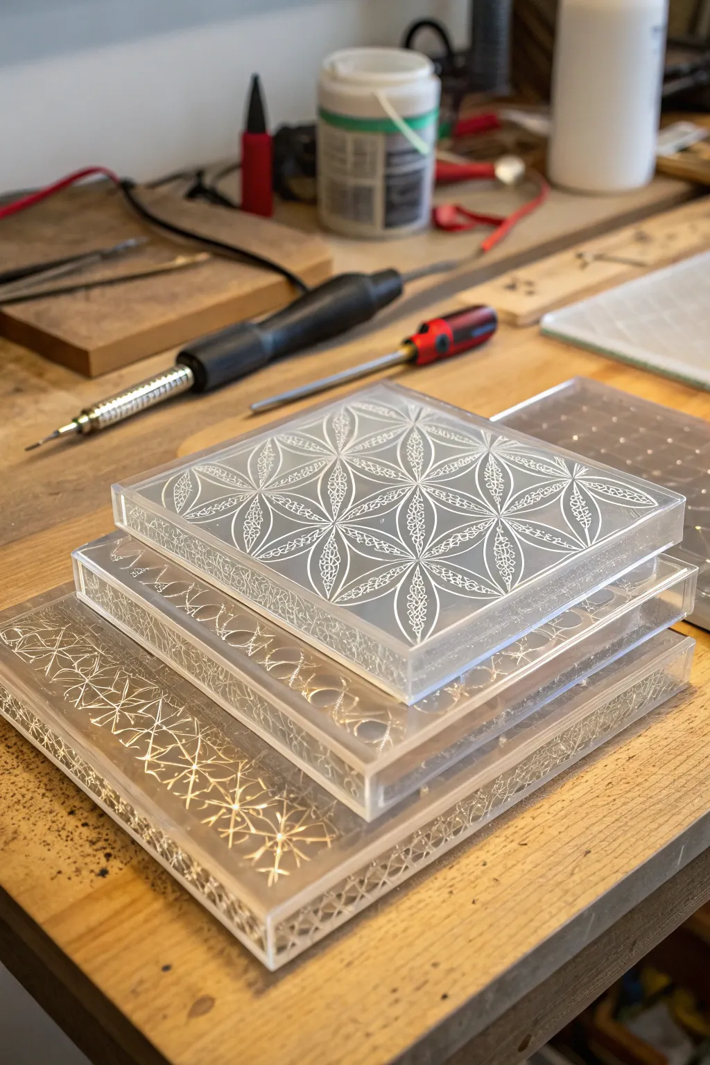 Discover the elegance of layered acrylic art—where craftsmanship and creativity meet to create mesmerizing depth.