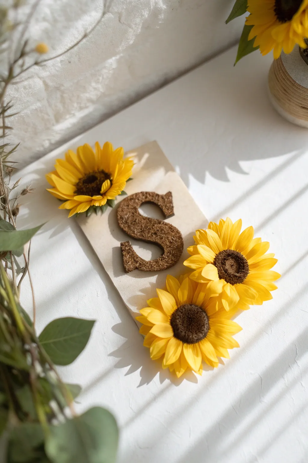 Bring sunshine indoors with this charming S-shaped sunflower craft.