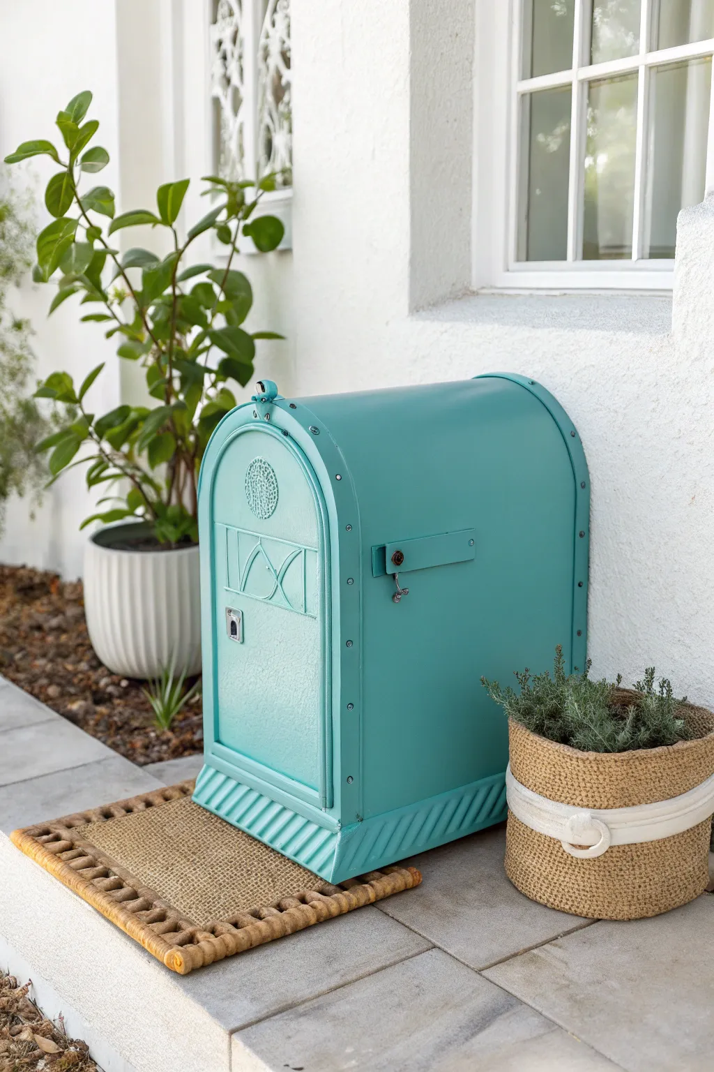 Add a pop of color to your curb appeal with this stunning teal mailbox!