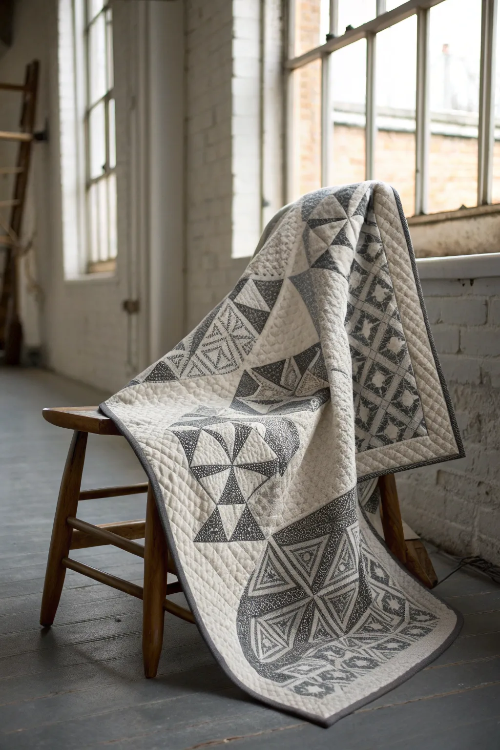 Discover the elegance of monochrome quilting – where craftsmanship meets timeless style.