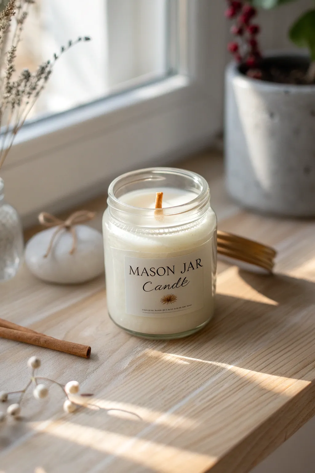 Craft a serene ambiance with a personalized candle jar—where minimalist beauty meets rustic charm.