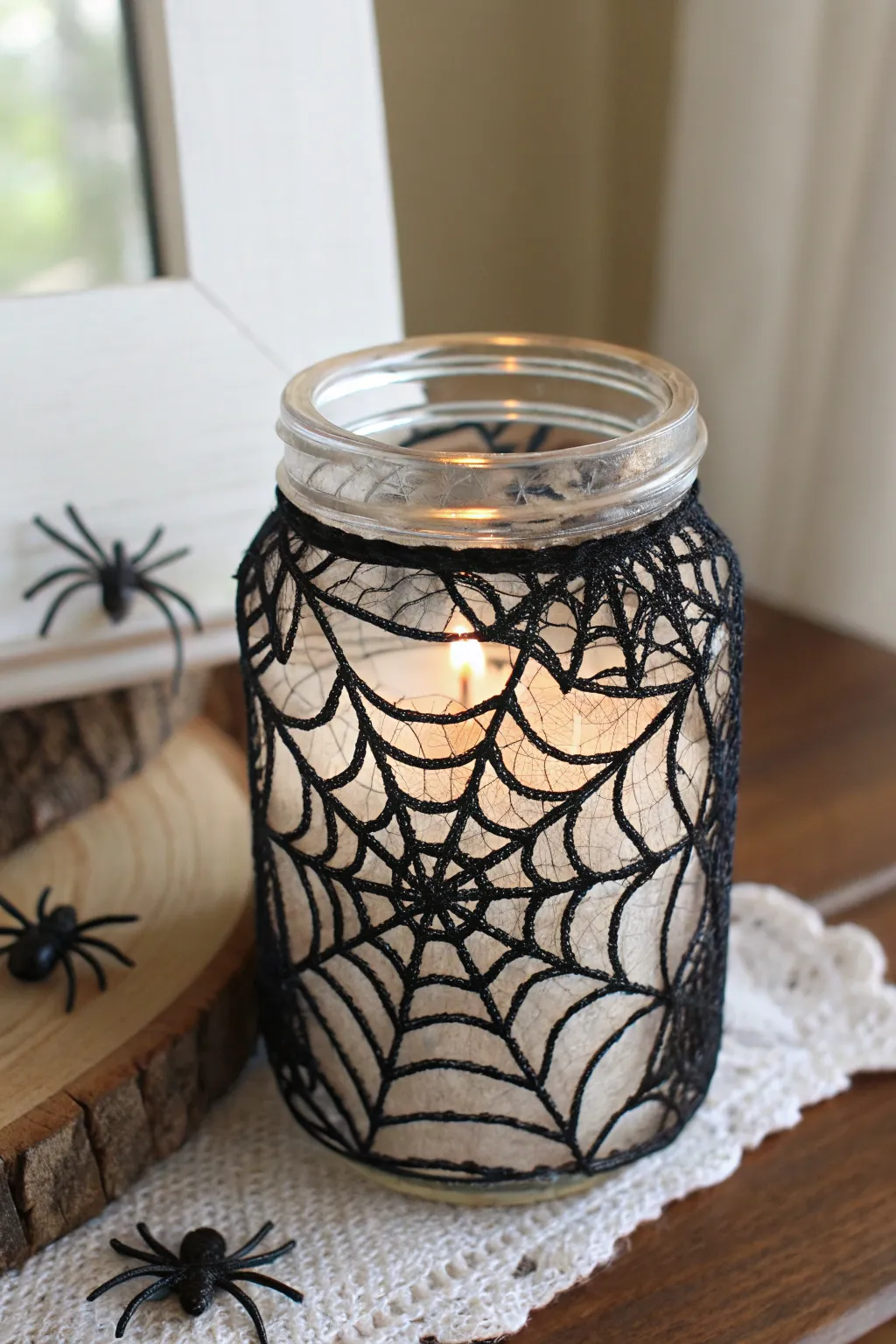 Embrace the art of subtle Halloween elegance with Spider Web Jars.