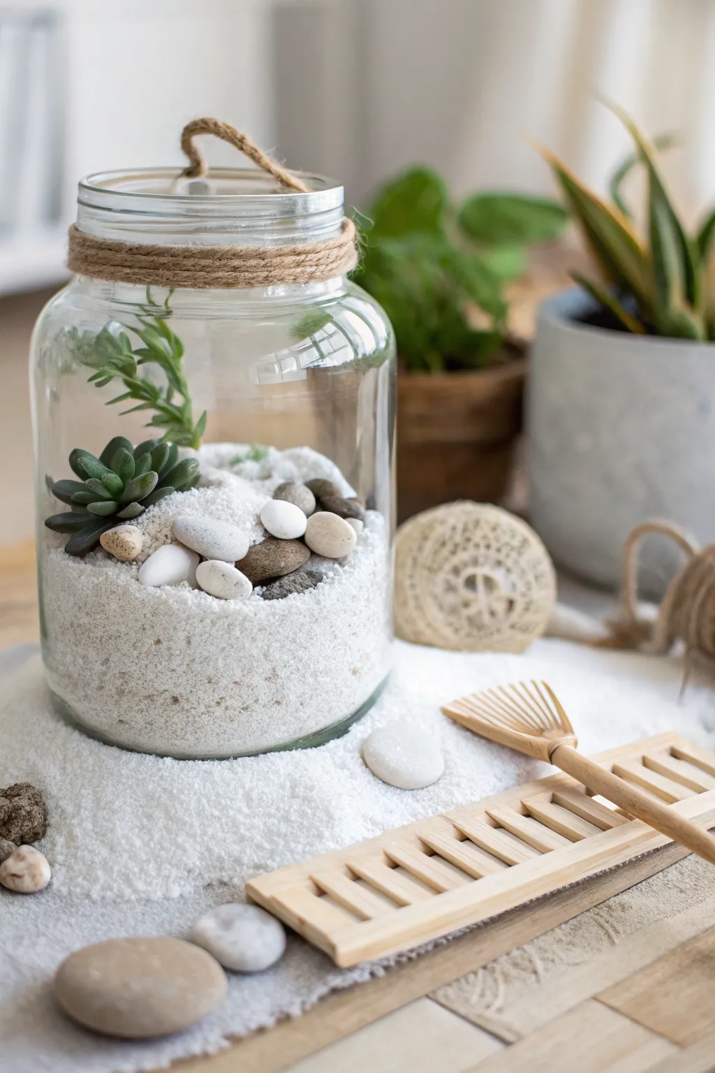 Embrace tranquility with a mason jar zen garden, where simplicity meets serenity.