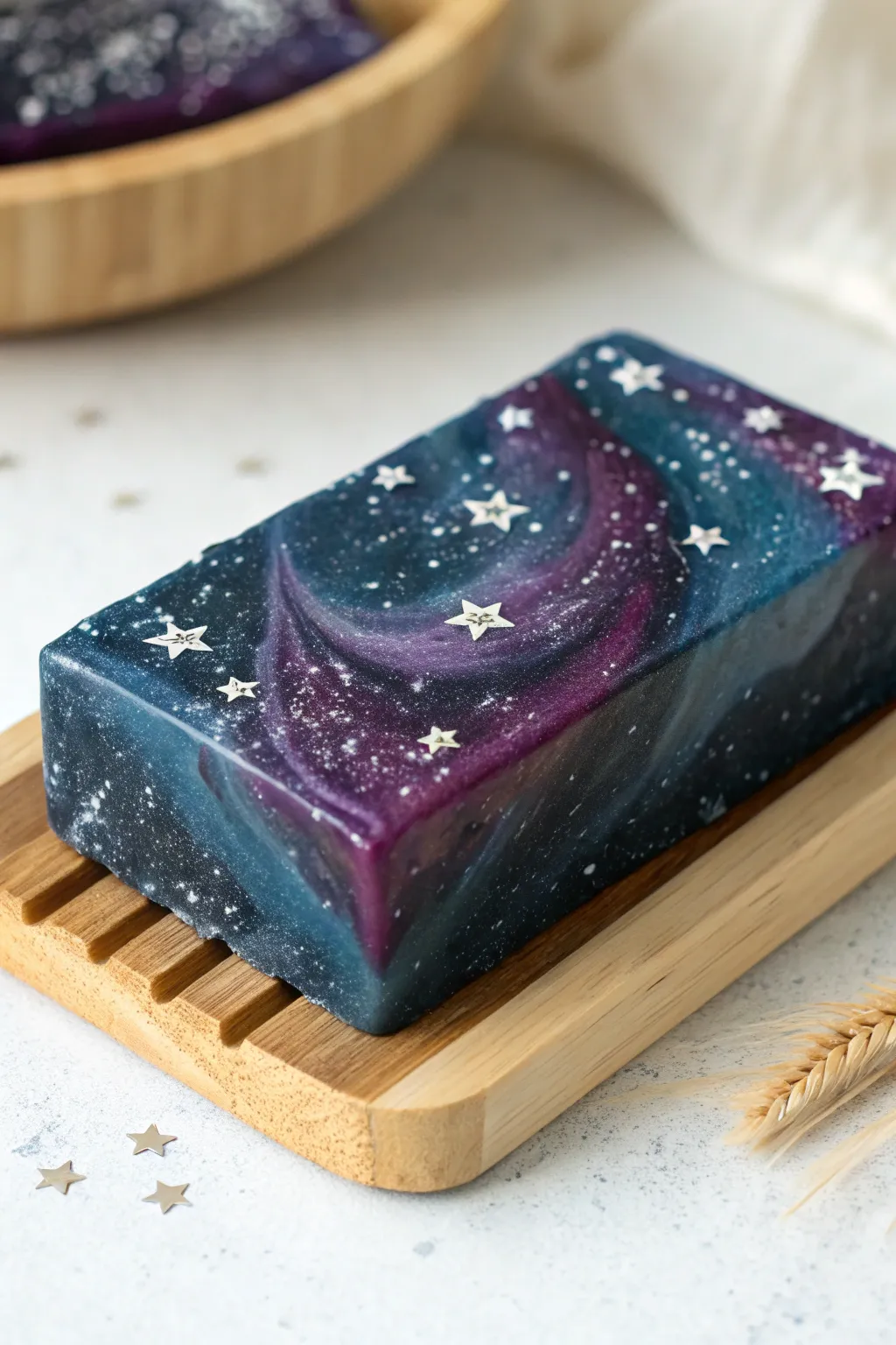 Bring the cosmos to your bathroom with this enchanting galaxy soap, where every wash feels like a journey through the stars.