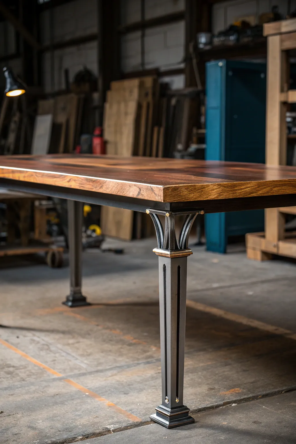 Elevate your workspace with this stunning metal and wood combo table—where industrial meets cozy craftsmanship.