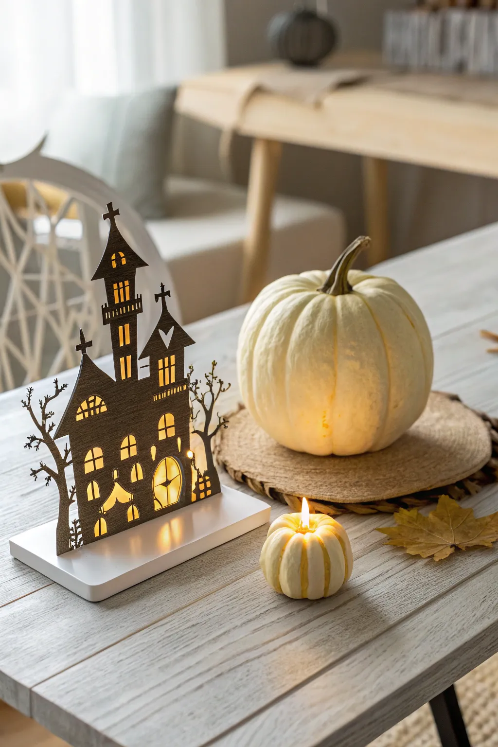 Transform your space with a glowing mini pumpkin moon, where simplicity meets enchantment.