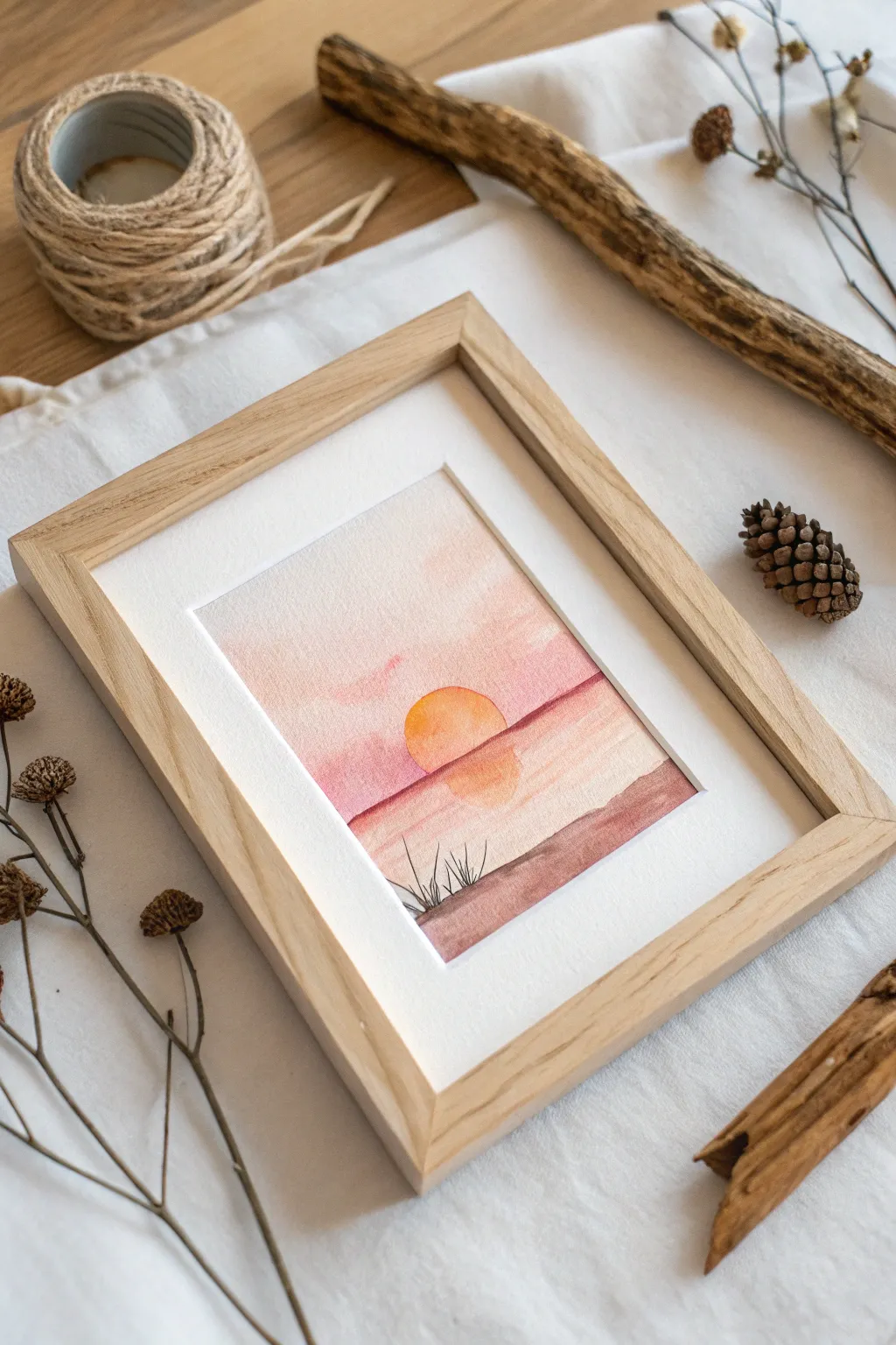 Embrace the tranquility of dawn with this mini watercolor sunrise.