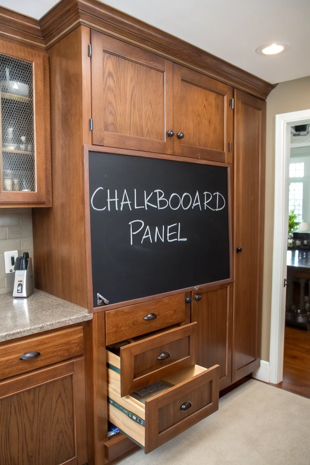 Transform empty spaces into functional art with a custom chalkboard panel.