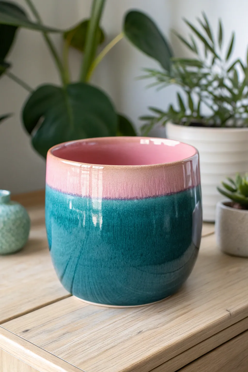 Elevate your decor with this exquisite ombre ceramic pot, where artistry meets simplicity in a harmonious gradient of colors.
