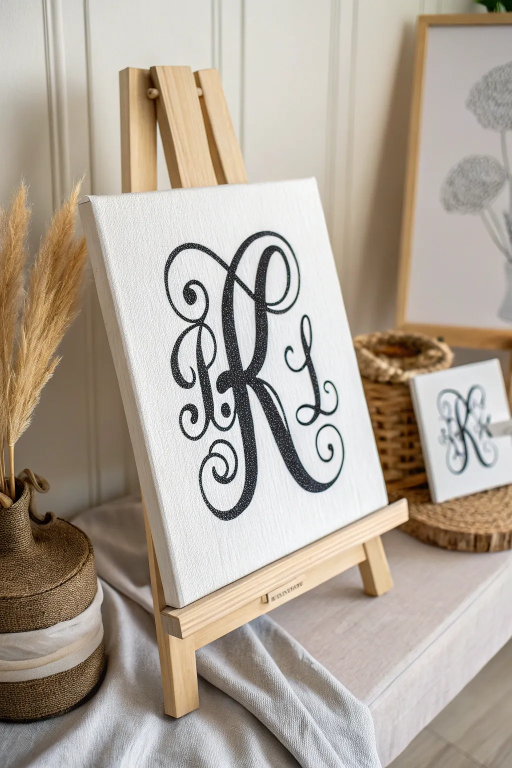 Elevate your space with the timeless elegance of a black and white monogram.