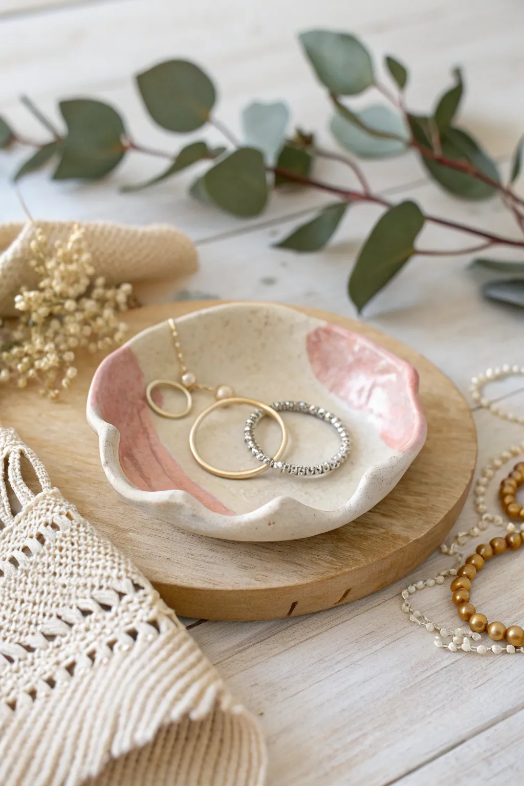 Delight in the beauty of simplicity with a handcrafted jewelry dish that's perfect for Mother's Day!