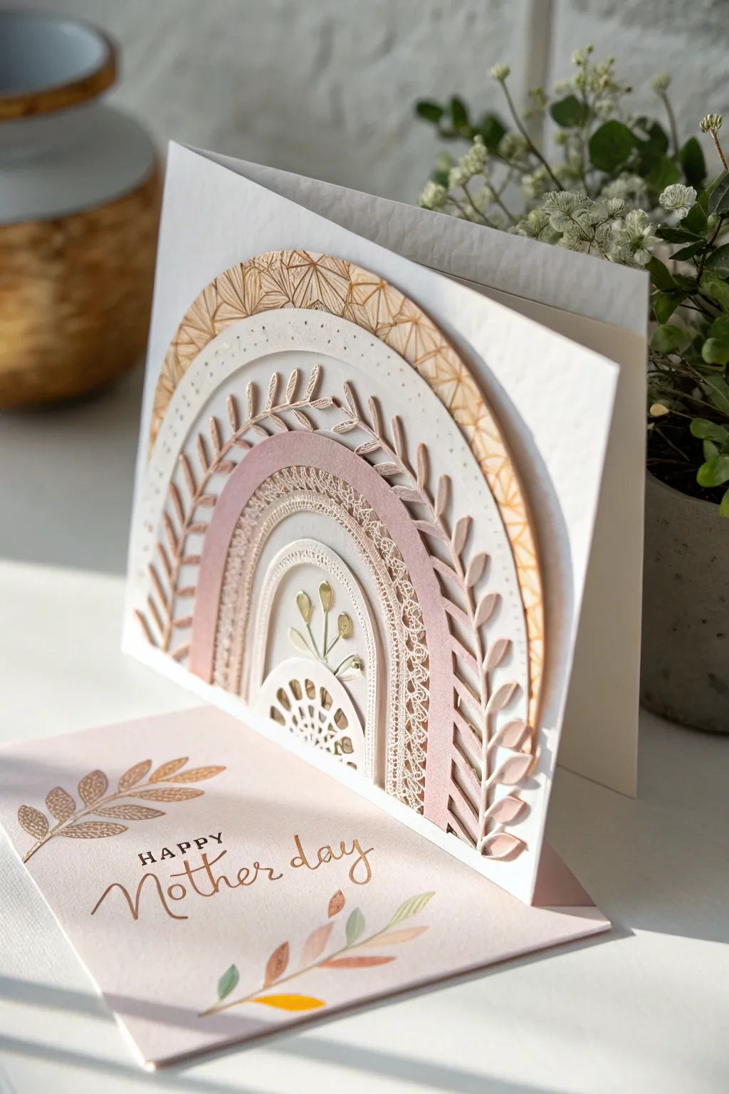 Elevate your Mother's Day greetings with stunning layered paper art that captures the essence of minimalist beauty and craftsmanship.