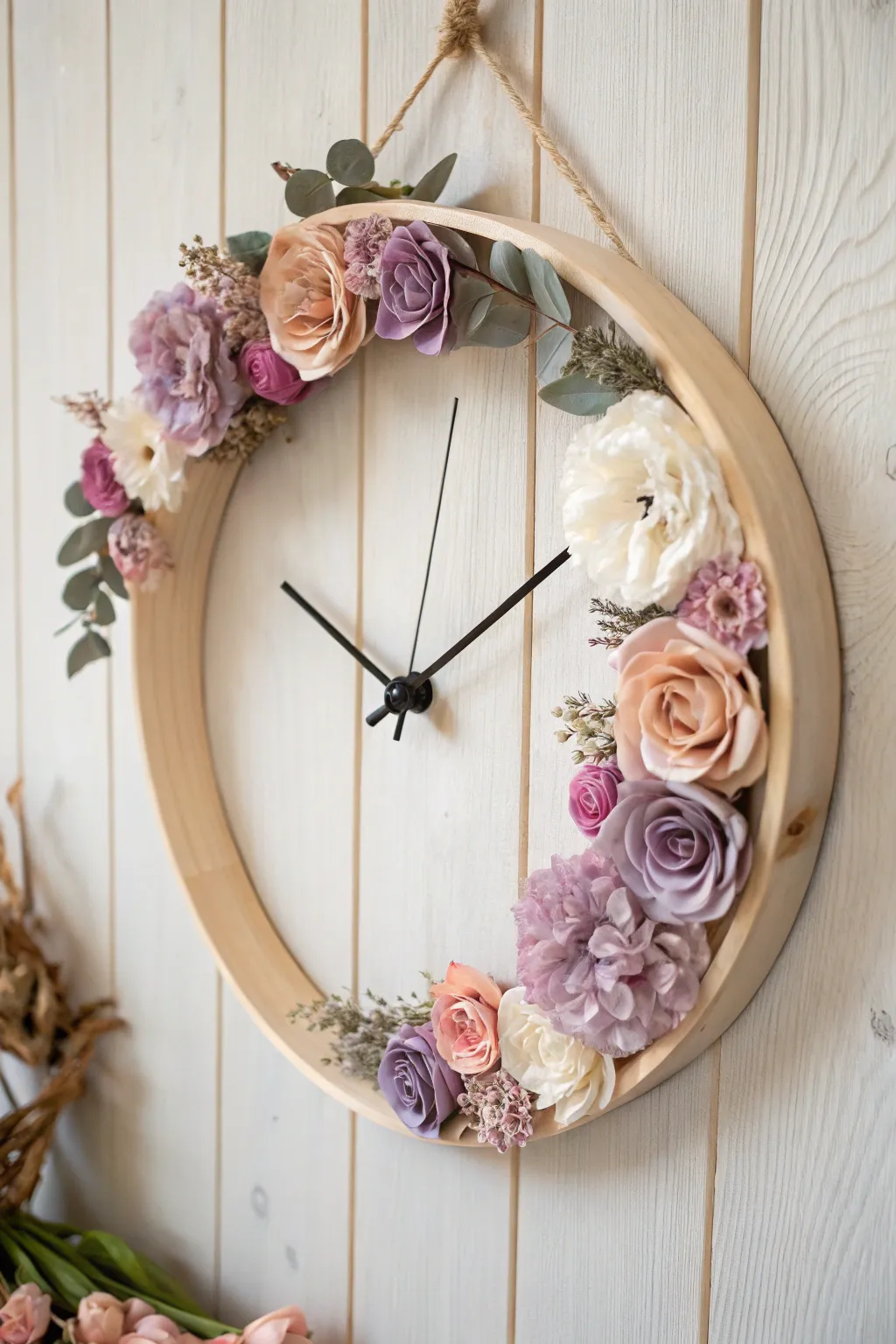 Bring elegance and charm to your home with this DIY floral wall clock, a perfect blend of simplicity and beauty.