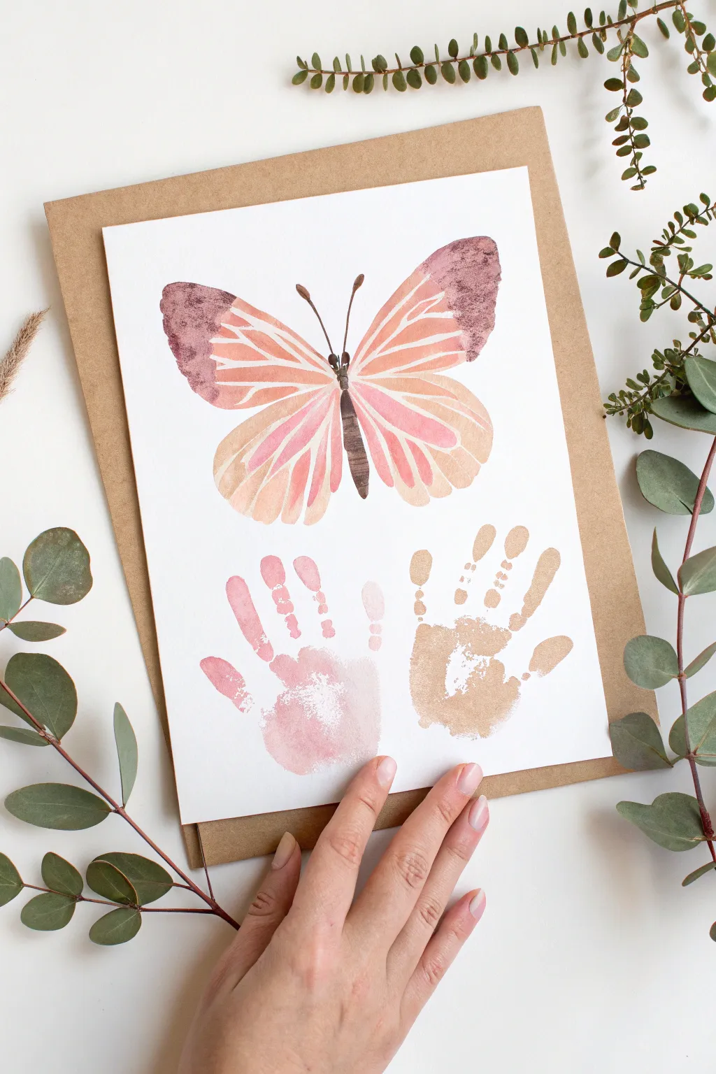 A heartfelt butterfly handprint card: simplicity and beauty in every touch.