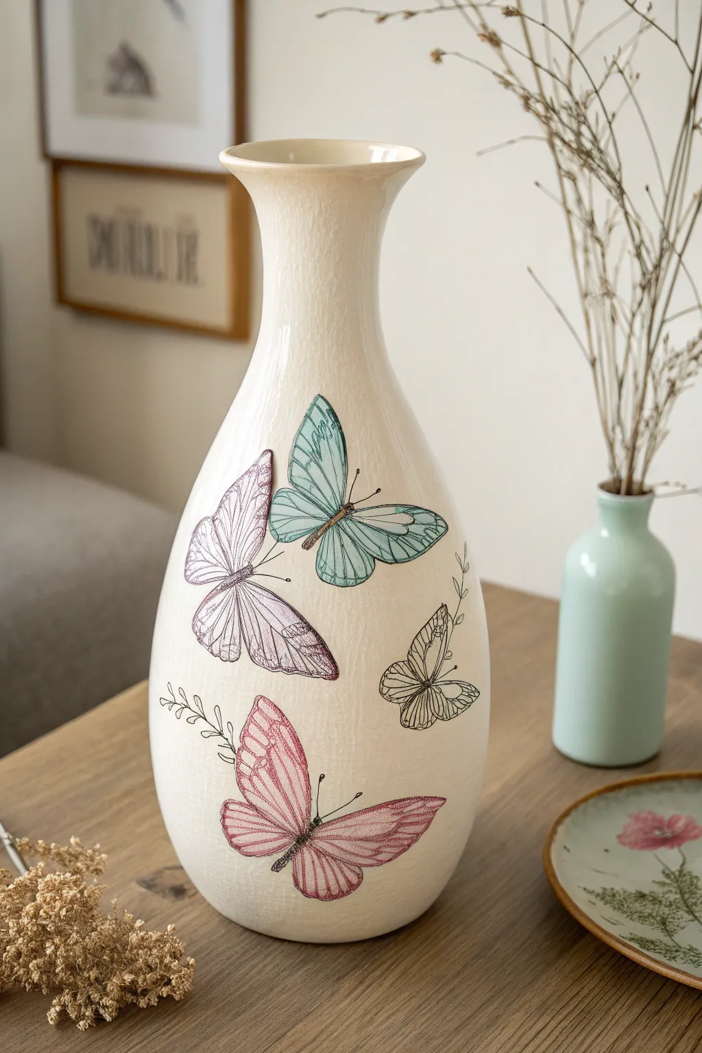 Capture the essence of spring with a butterfly-painted vase, perfect for Mother's Day.