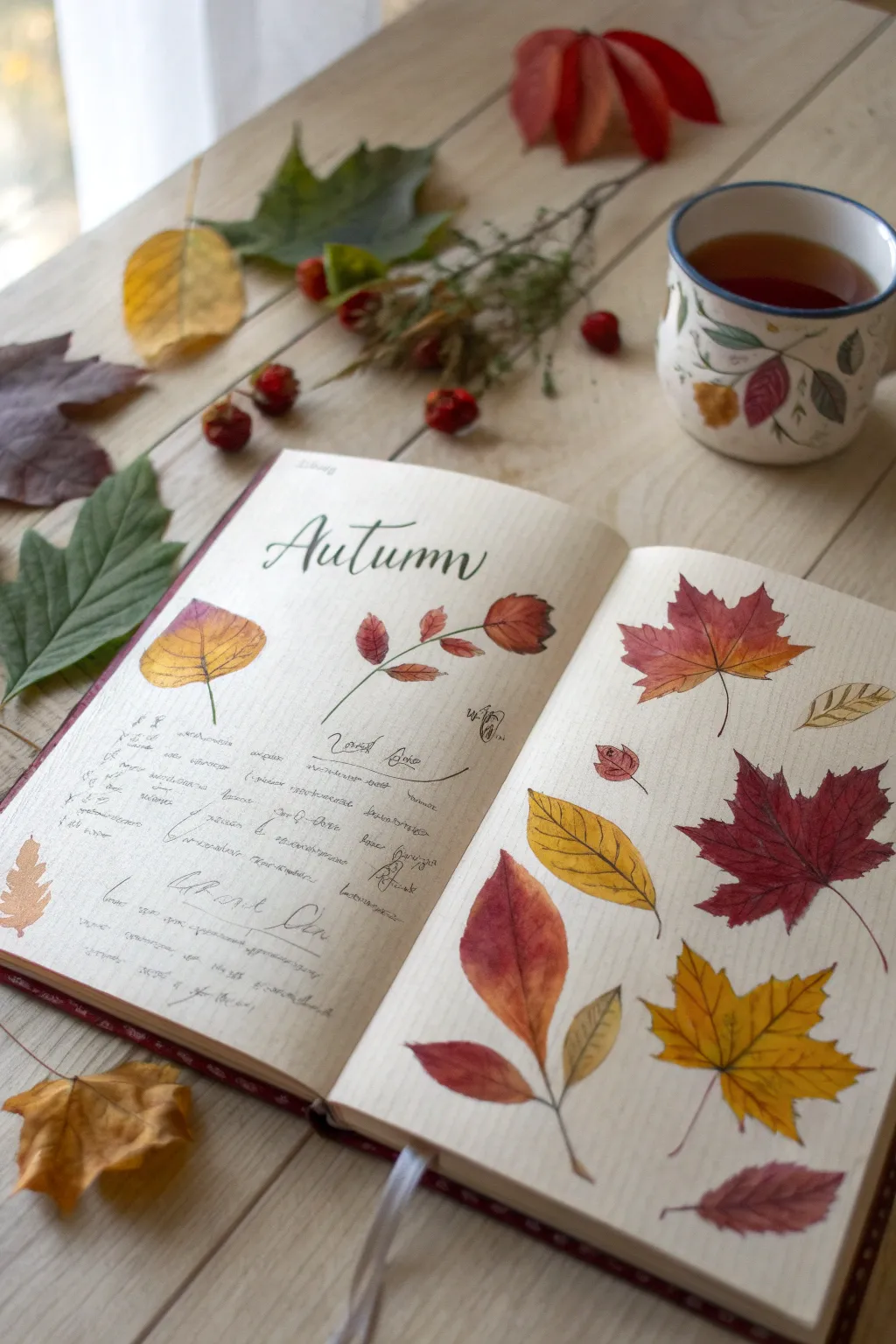 Capture the beauty of autumn in your nature journal, where simplicity meets artistic elegance. 🍂✨