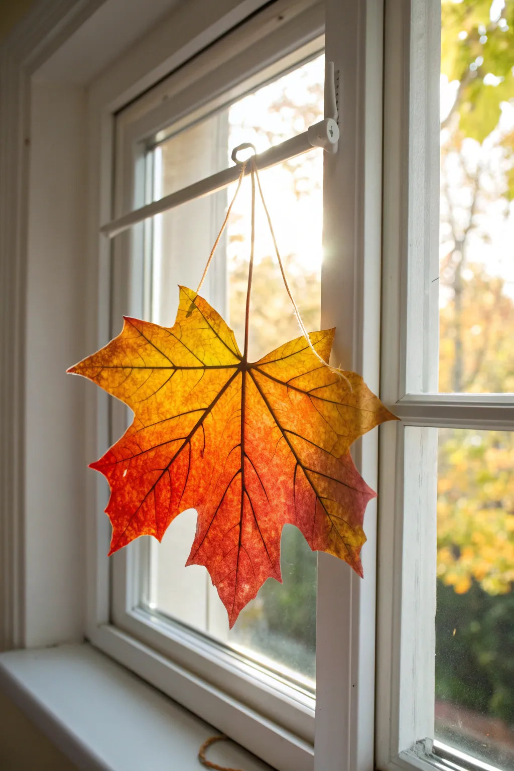 Capture the essence of fall with this charming autumn leaf sun catcher, adding a touch of handcrafted beauty to your window.