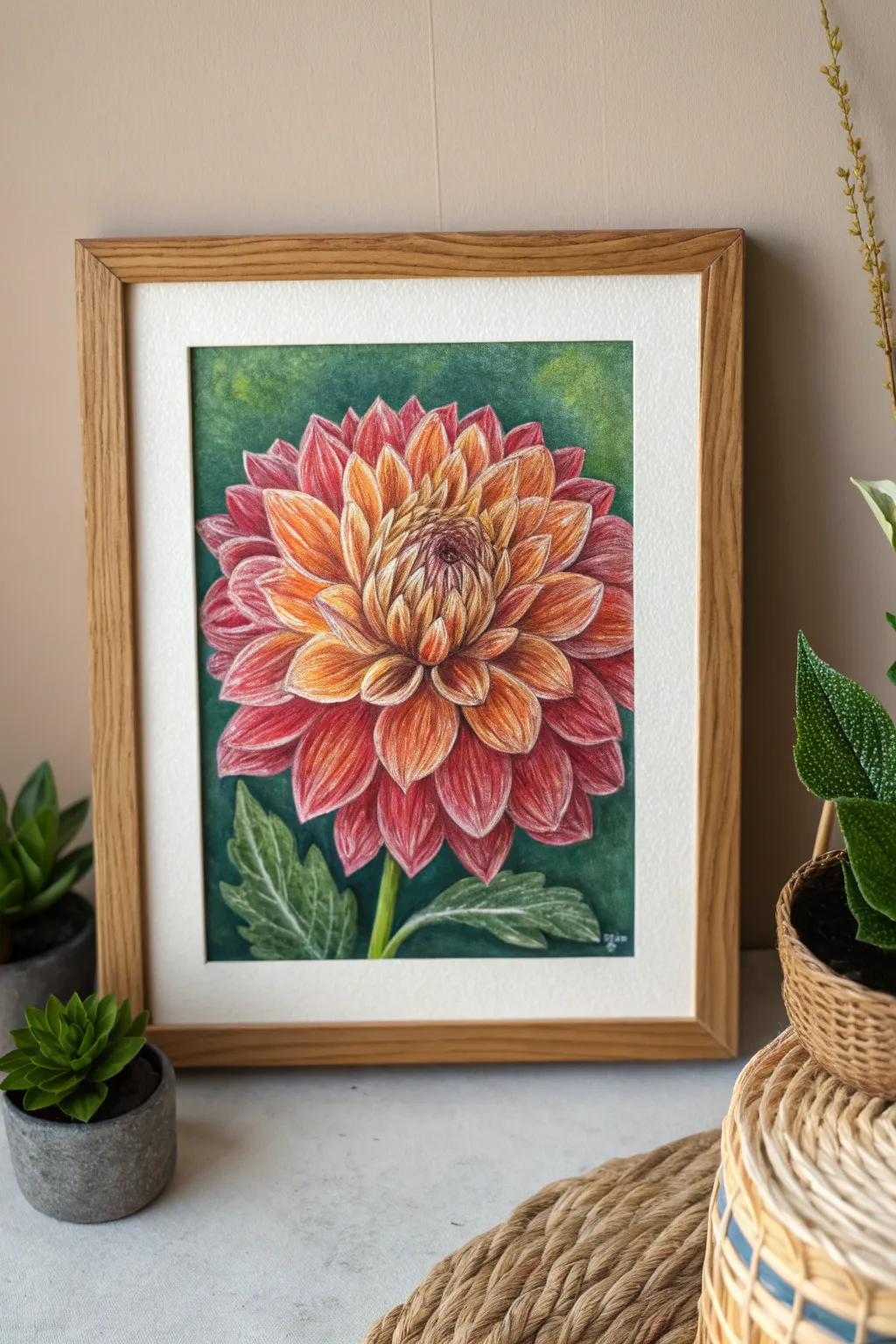 Add a splash of garden magic to your home with this stunning oil pastel bloom.