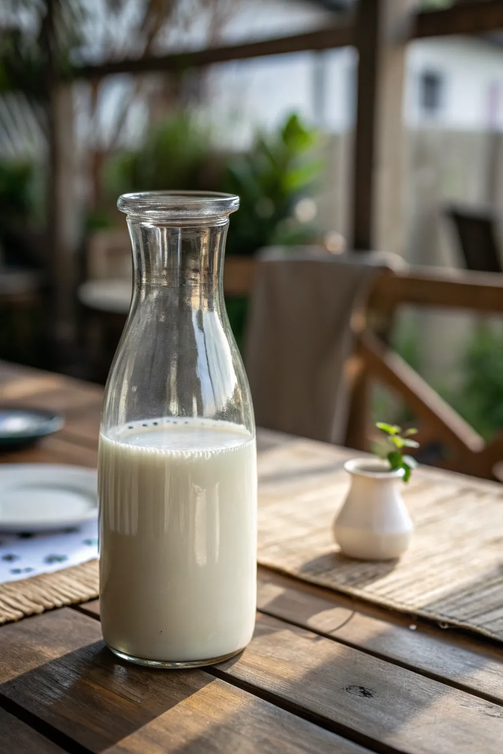 Transform vintage milk bottles into charming drinkware for a touch of rustic elegance.