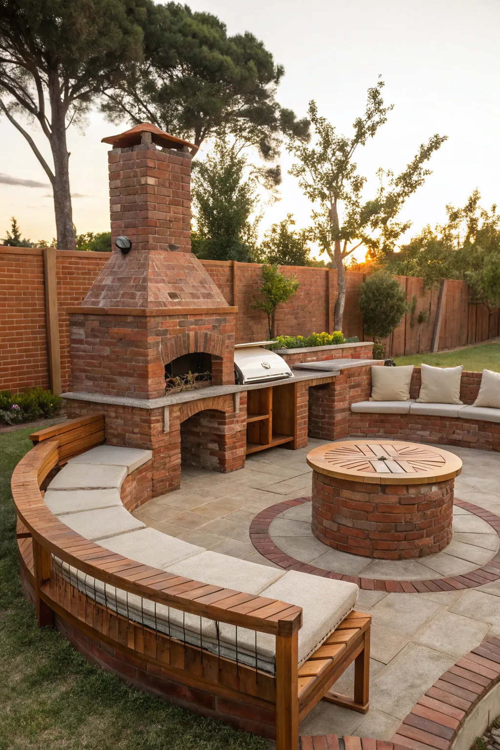Craft Your Social Hub: A Brick BBQ with Inviting Seating for Memorable Gatherings.