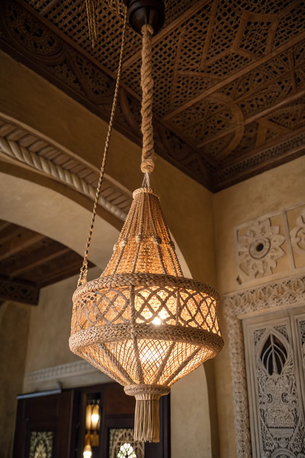 Illuminate your space with boho elegance: handcrafted basket lights that blend style and function.