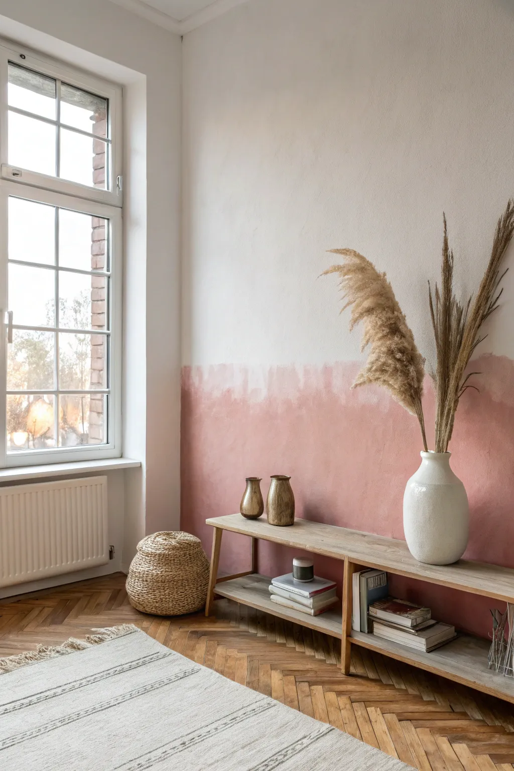 Transform your space with the serene elegance of an ombre wall, where simplicity meets natural beauty.