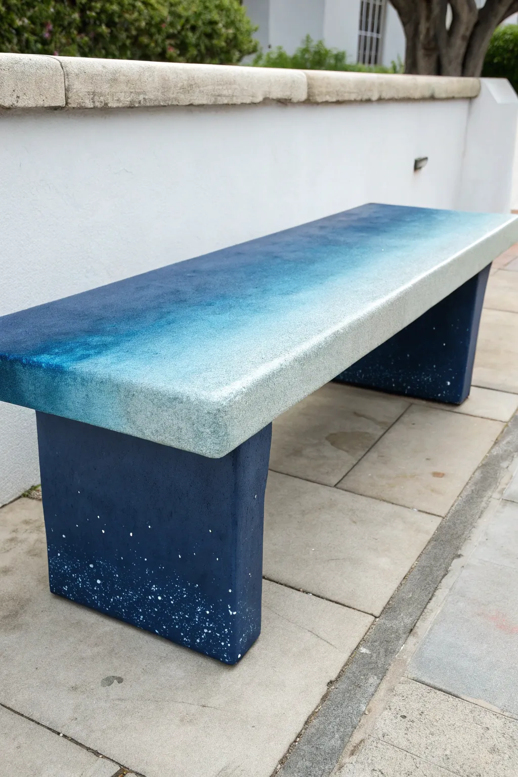 Dive into serenity with this ocean-inspired ombre bench, a masterpiece of craftsmanship and design.