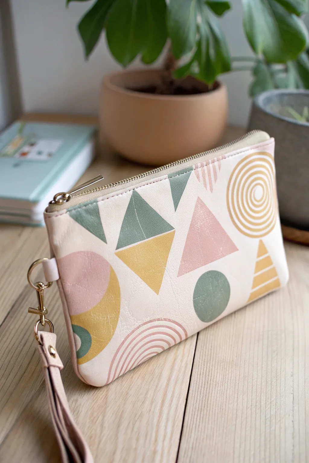 Elevate your style with abstract elegance—explore hand-painted geometric patterns on minimalist purses.