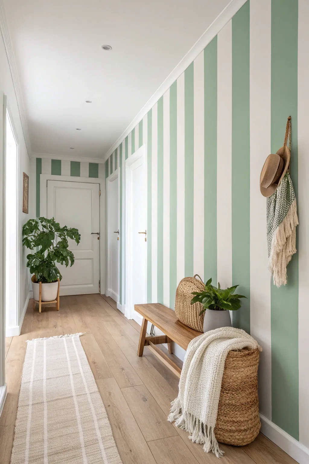 Elevate your space with striking vertical stripes for a chic and airy feel.