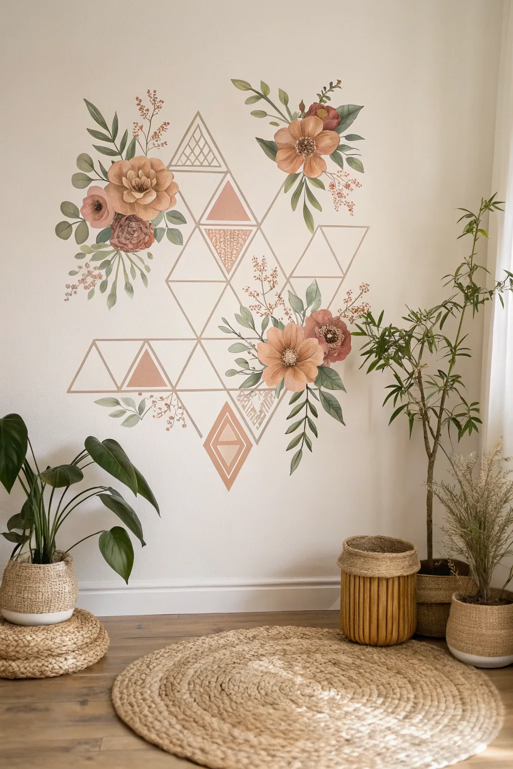 Transform your space with the elegance of geometric floral wall art.