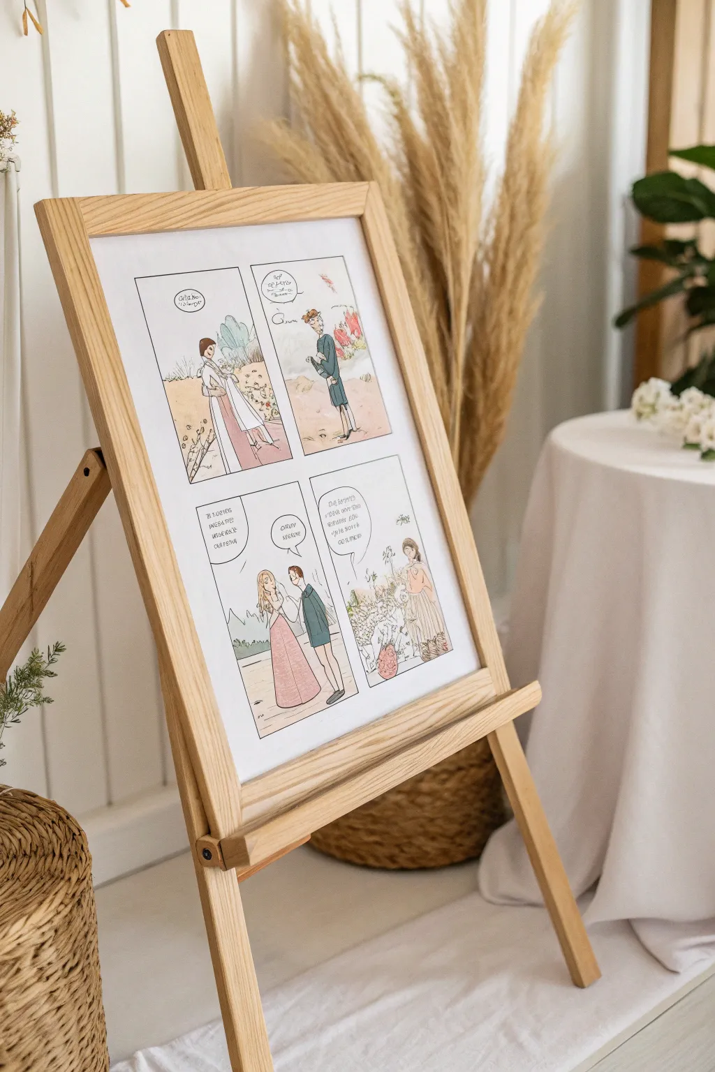 Illustrate your love story with a charming comic strip that captures the essence of your relationship.