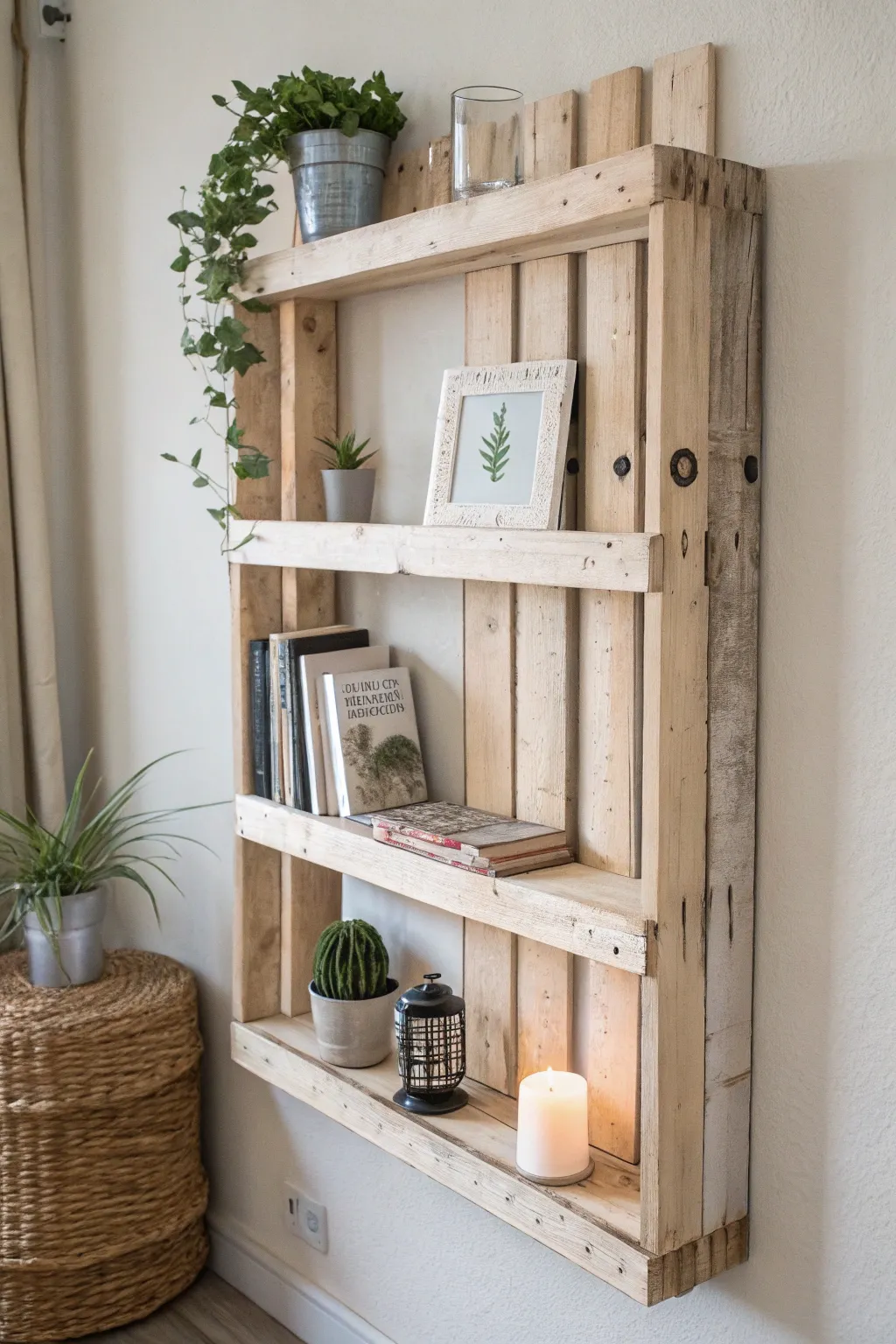 Transform your space with this rustic yet elegant pallet bookshelf, perfect for showcasing your favorite reads.