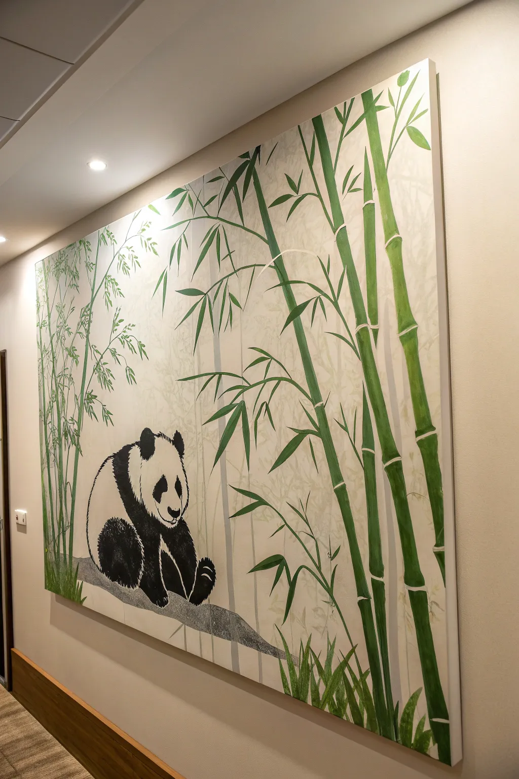 Bring a touch of nature indoors with this minimalist bamboo and panda wall art, perfect for serene and stylish spaces.