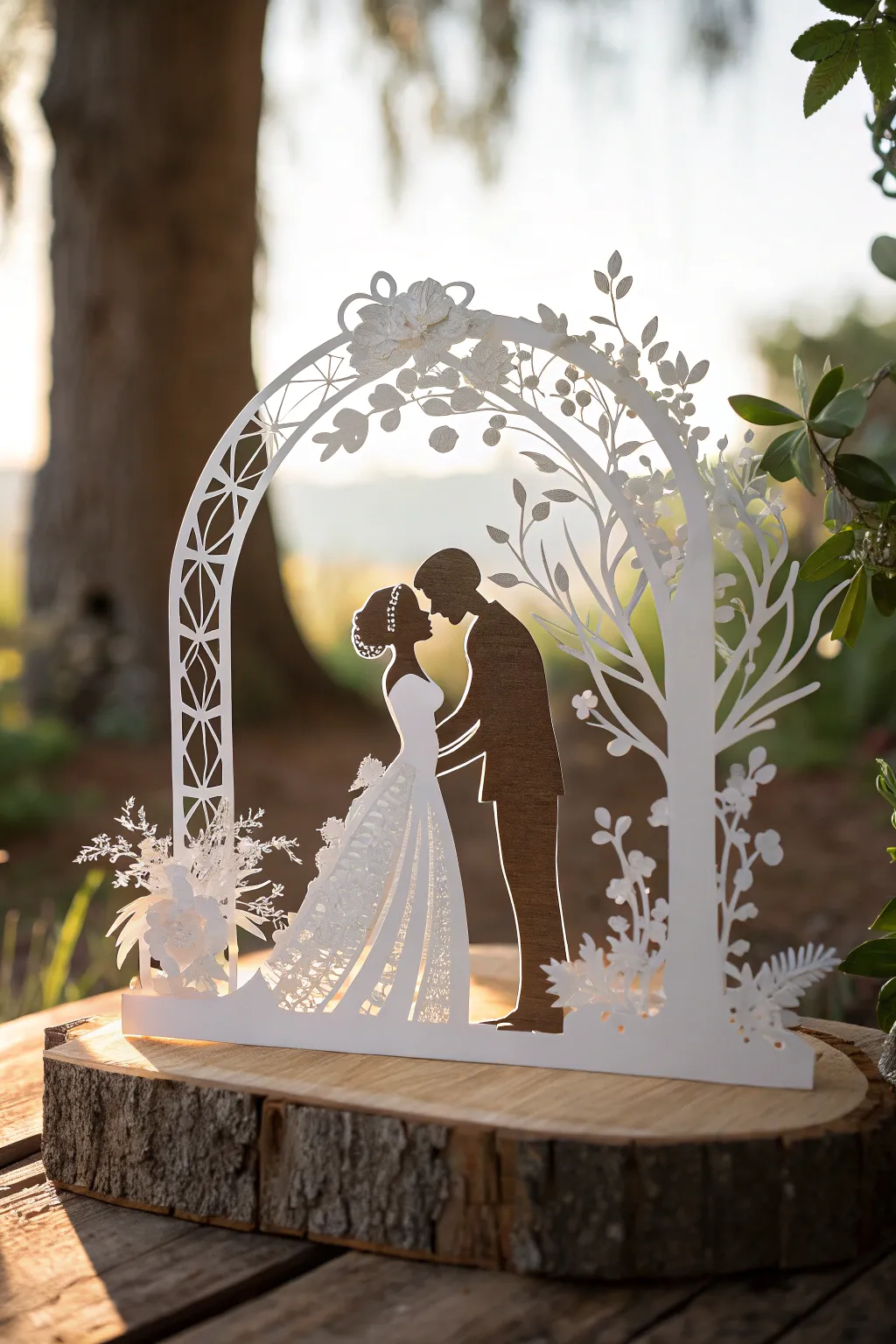 Capture cherished moments with an intricately crafted paper silhouette, perfect for your paper anniversary.
