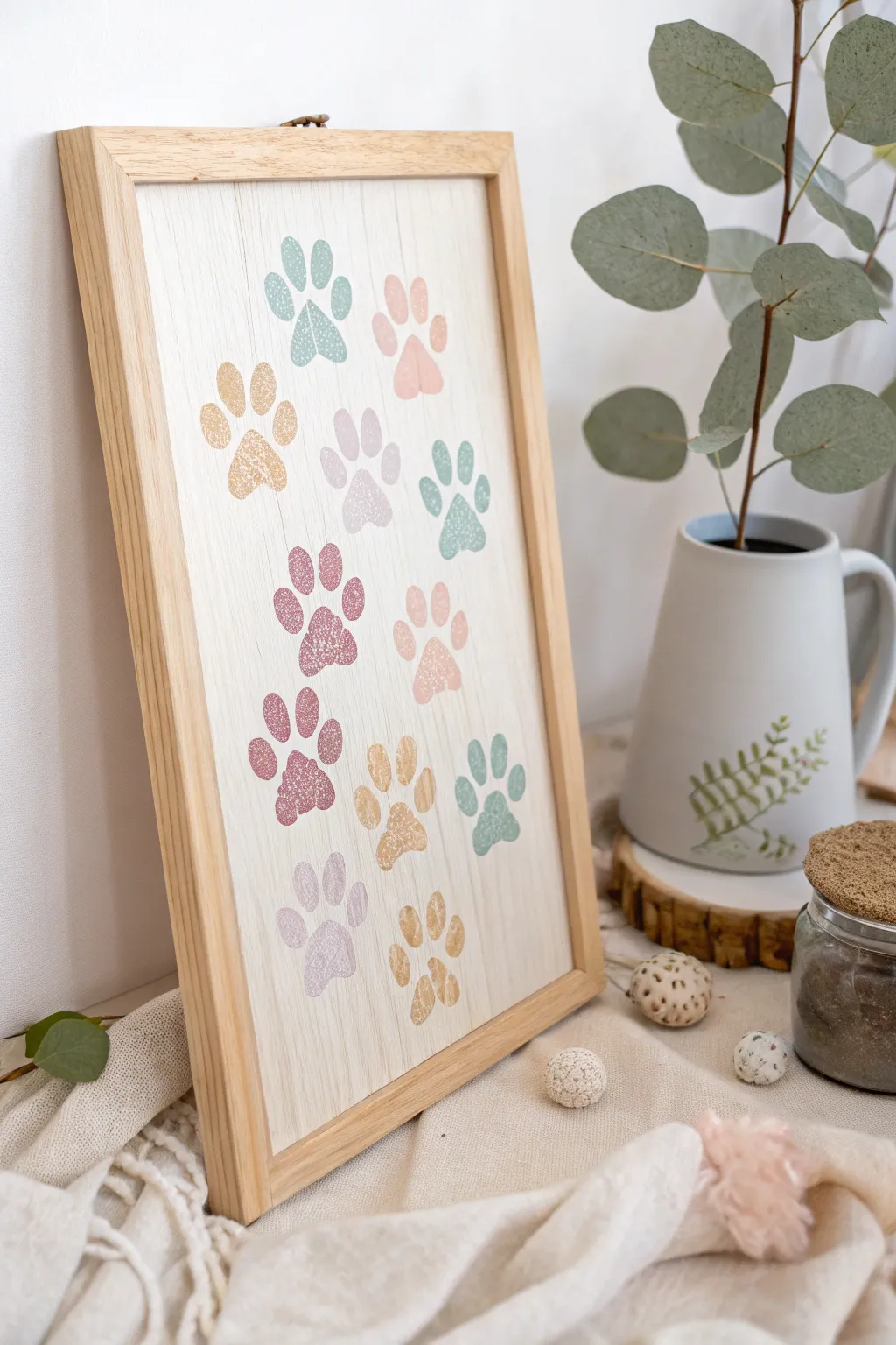 Add a personal touch to your space with these charming DIY painted paw prints. Perfect for a creative bonding project!