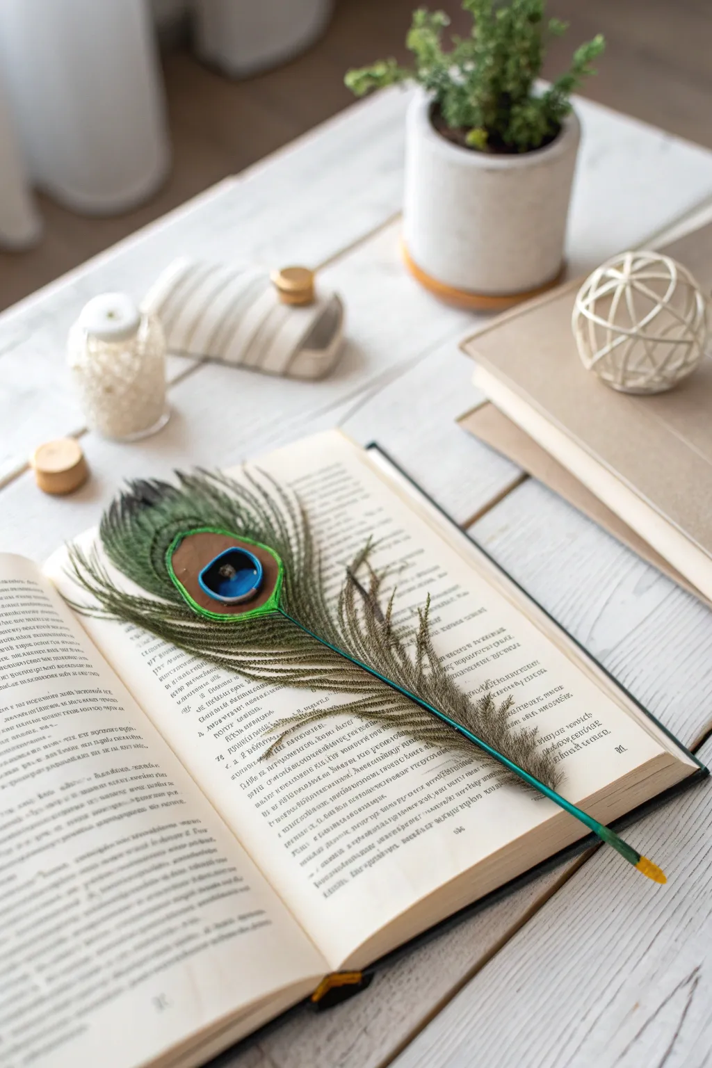 Add a touch of elegance to your reading with this handcrafted peacock feather bookmark. Perfect for gifting or indulging in a moment of serene beauty.