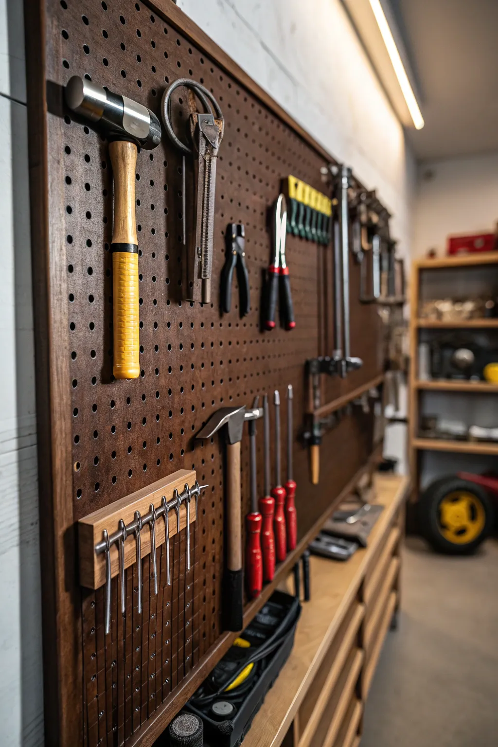 Master Your Space: Enhance your DIY projects with our expertly crafted garage pegboard organizer.
