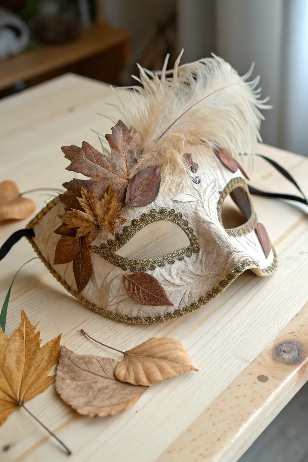 Embrace the beauty of nature with this stunning, handcrafted mask that celebrates simplicity and elegance.