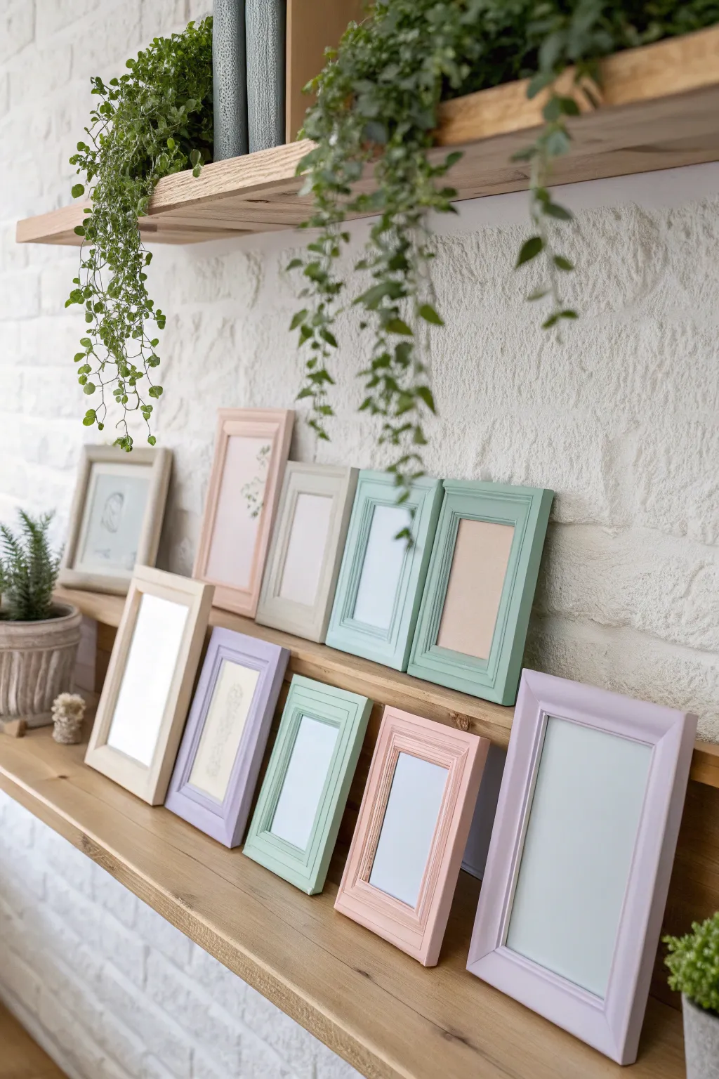 Discover the art of organizing with a rainbow of frames—where simplicity meets creativity in a minimalist, boho blend.